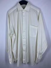 Ermenegildo Zegna Shirt Mens 16.5 42 Large Ivory White Button Up Long Sleeve