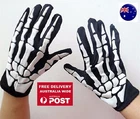 NEW Party Costume Halloween Ghost Gothic Black Skull Skeleton Bone wrist Gloves