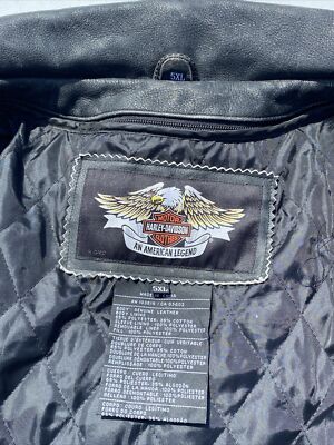 Harley-Davidson Mens ROAD HOG Leather Jacket 5XL 97116-07VM Black