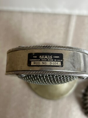 Vintage Astatic D-104 Silver Lollipop Microphone With T-UG8 Base