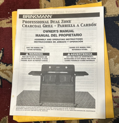Brinkmann Pro Series Professional Charcoal Grill Owner's Manual Used