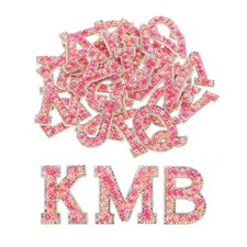 26Pcs Iron on Letter Pearl Letters Patches Rhinestone Color Gradient Red A-Z