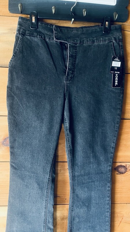 New ZOE + PHOEBE Black Stretch Slim Boot High Rise Flare JEANS Women 12