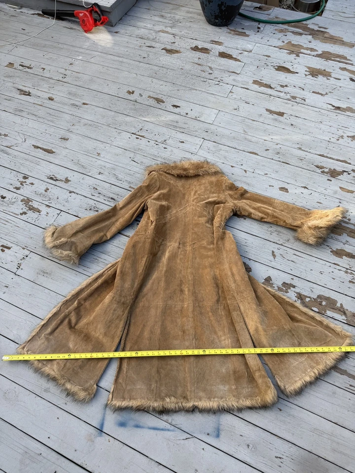 Abrigo largo ICONIC XOXO grande Penny Lane gamuza ribete de piel sintética Y2K años 90 Foto 3 de 4