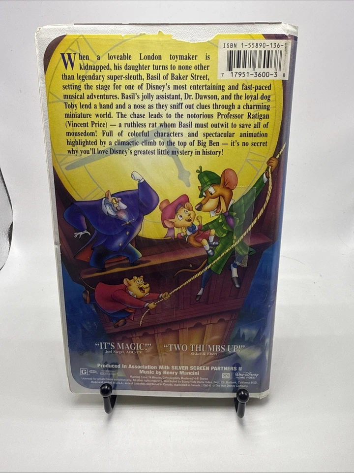 RARE  Black Diamond Walt Disney Classic " The Great Mouse Detective " VHS Tape - Image 4 of 4