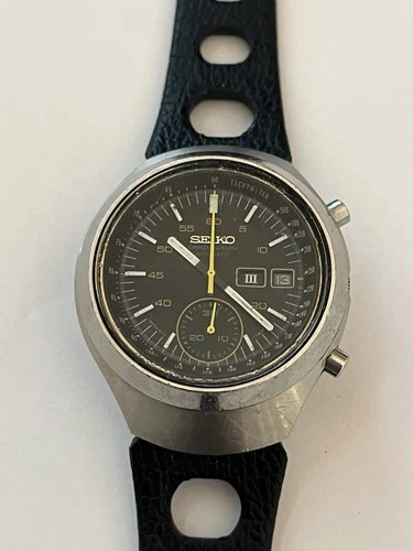 SEIKO Helmet 6139-7100 Chronograph Automatic "Darth Vader" Mens Vintage Watch