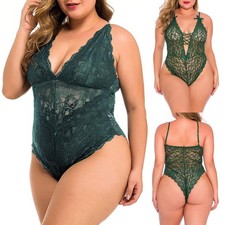 Sleepwear Underwear Womens Bodysuit Lace Babydoll Plus Size Sexy-Lingerie Set US