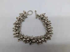 SILPADA Cha Cha 925 Sterling Silver Ball Bead Toggle Clasp Bracelet 7.75" 69.7gr