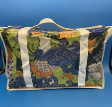 Vintage 60s 70s Vinyl Tote Bag Box Purse Top Snaps MCM 15" x 9.5" x 6"