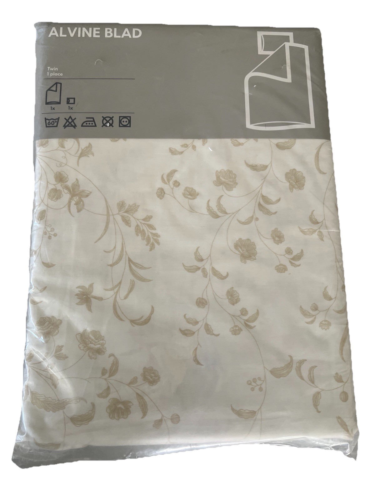Juego de funda nórdica doble IKEA Alvine Blad delicada floral blanco tostado flores NUEVO 2004