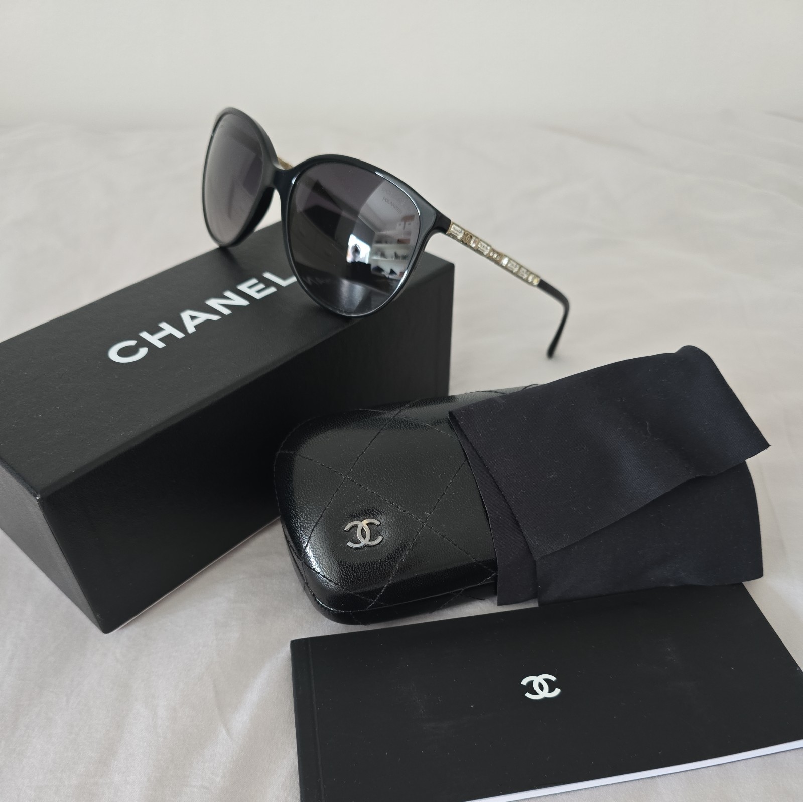 Chanel Sunglasses Polarized  With Crystal Details Chanel 5189 -A Black