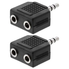 2x 3.5mm 1/8" Stereo Plug to 2x 3.5mm Stereo Jack Adapter Y Splitter Headphone