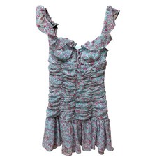 ASTR The Label Gaia Dress Floral Ruched Ruffle Mini Coquette Cottagecore. Sz S