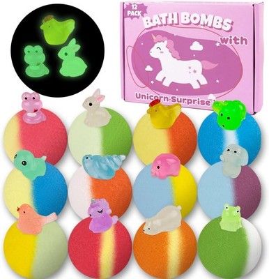 Unicorn Bath Bombs with Surprise Inside for Kids Girls, 6 Kids Bath Bombs with