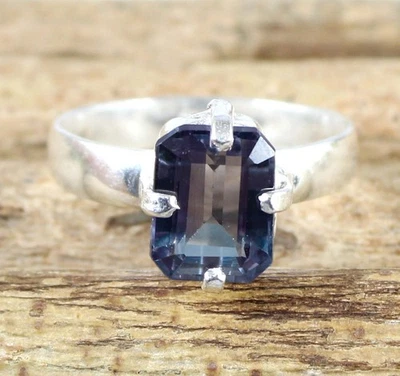 6.05 CT Émeraude Naturel Coupe Couleur Changeante Saphir Gemme AGI Certifié Ring - Photo 1/4