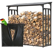 QUICK STAR Metall Kaminholzregal Aussen 143x70x145cm 1,4 m³ mit Wetterschutz