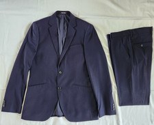Mens Navy Slim Suit 40L 32L Stretch Machine Washable