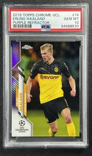 ERLING HAALAND PSA 10 2019 TOPPS CHROME UCL #74 ROOKIE PURPLE REFRACTOR 244/250