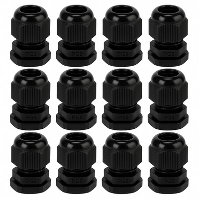 PG9 Cable Glands Waterproof IP68 Black 4-8mm with Locknut Electrical Wire
