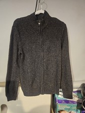 METHOD Full Zip Up Long Sleeve Ribbed Grey Knit Cardigan Sweater Men's Size M