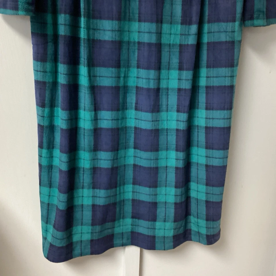 Camisón Colección Aria Talla Mediana Verde Azul Marino Cuadros Pijamas Para Mujer Mangas Largas Foto 4 de 4