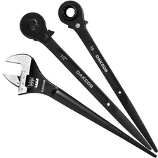DAKCOS 3pcs Spud Wrench Set, 3/4" x 7/8",  3/8" x 1/2", 12 inch Spud Spanner