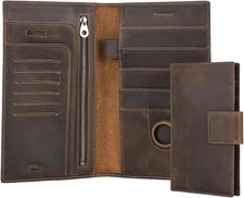 Full Grain Leather Family Passport Holder for 4 Airtag Passport Wallet RFID Bloc