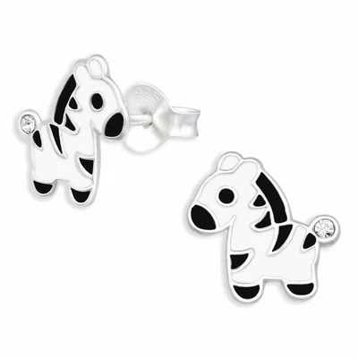 Zebra Ohrringe Ohrstecker 925 Silber - Kinder Damen Mädchen Schmuck - Bild 1 von 4