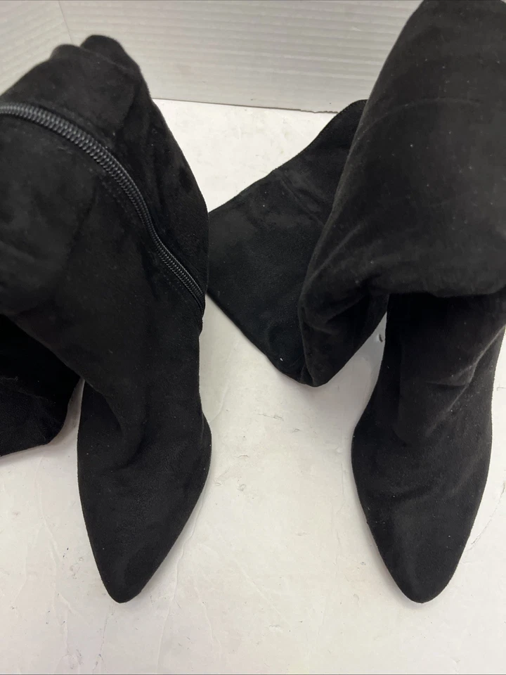 Material Girl Mujer Negro Sobre la Rodilla 4” Tacón Botas-Talla 6.5. Gamuza sintética Foto 4 de 4