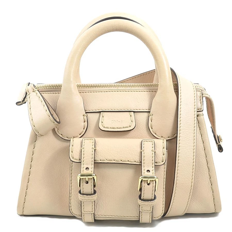 Chloe — Auth Chloe EDITH Handbag Shoulder Bag Pink Beige Leather - h31083k
