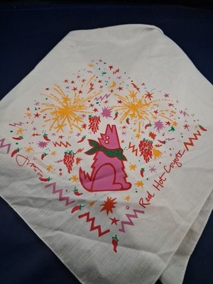 Vtg 1980's Red Hot Coyote Kerchief Bandana Handkerchief *17FB