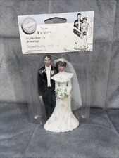 Vintage 1997 Wilton Happiest Day Wedding Couple NIP Retro Cake Topper Reception