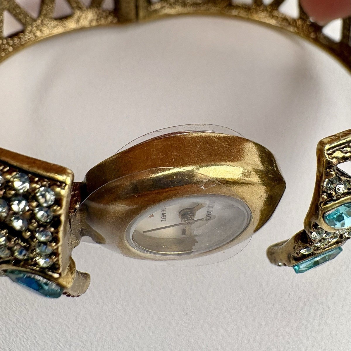 Heidi Daus Hinged Bangle Hidden Face ?/Vintage watch, Swarovski Crystals, SMALL Vintage Heidi Daus Hidden Watch Swarovski Hinged Bangle  main image 3