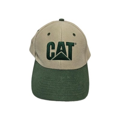 Caterpillar CAT Hat Cap Khaki Green Two-Tone Embroidered Logo Snapback Workwear