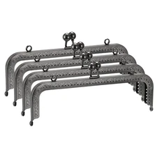 Metal Purse Frames, 8.1" 4Pcs Kiss Lock Clasp Frame for Coin Bags DIY, Black