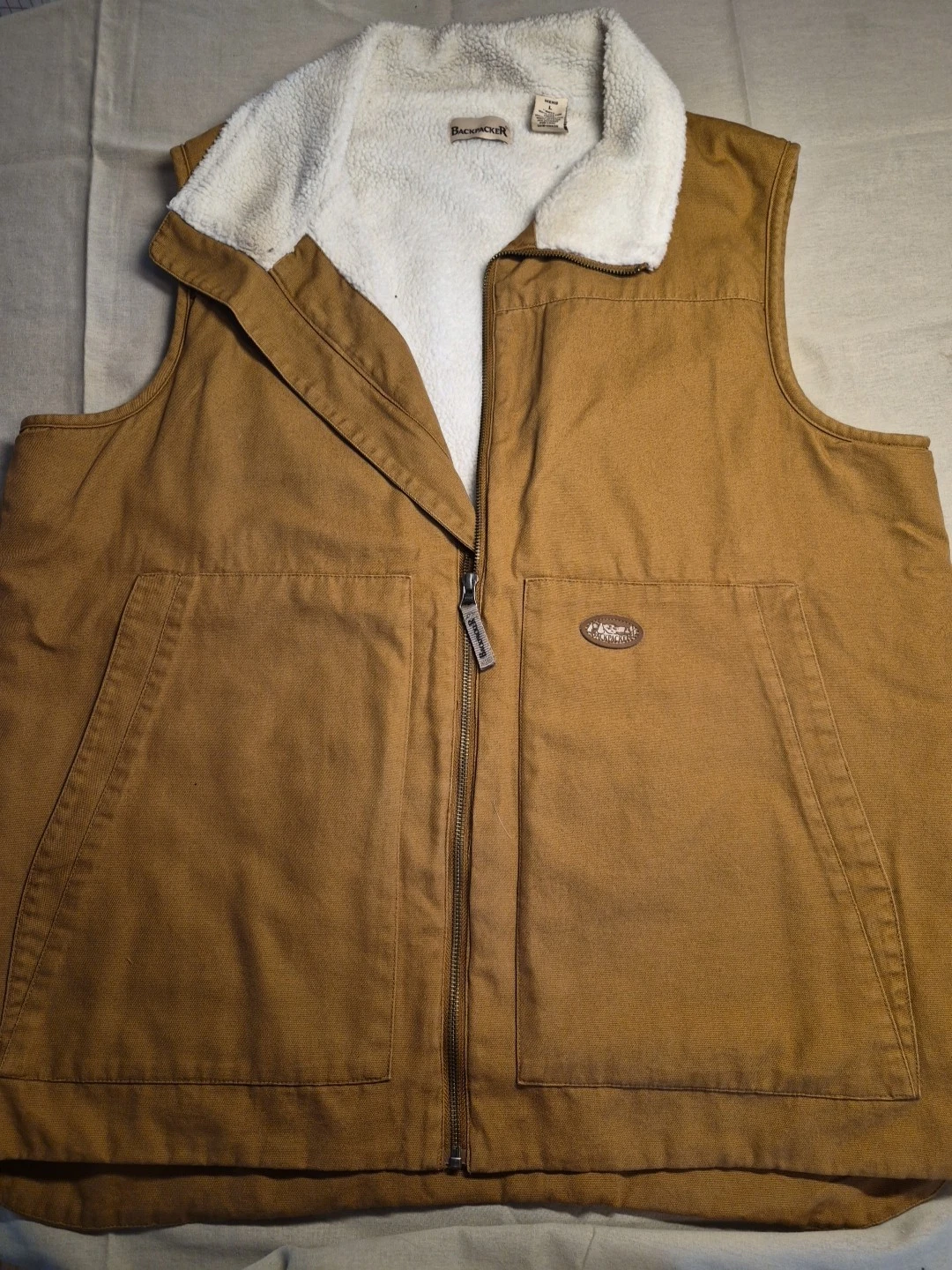 Backpacker Mens Large Fleece Lined Brown Vest