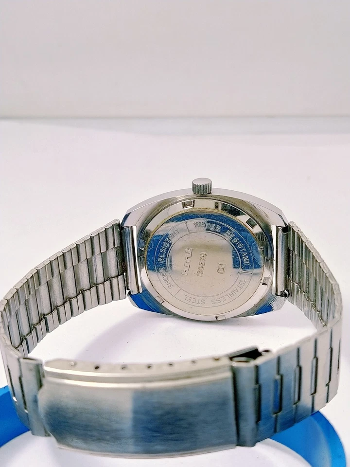 Reloj mecánico original HMT Vijay sin lume, esfera amarilla para hombre 17J vintage*FedEx - Imagen 4 de 4