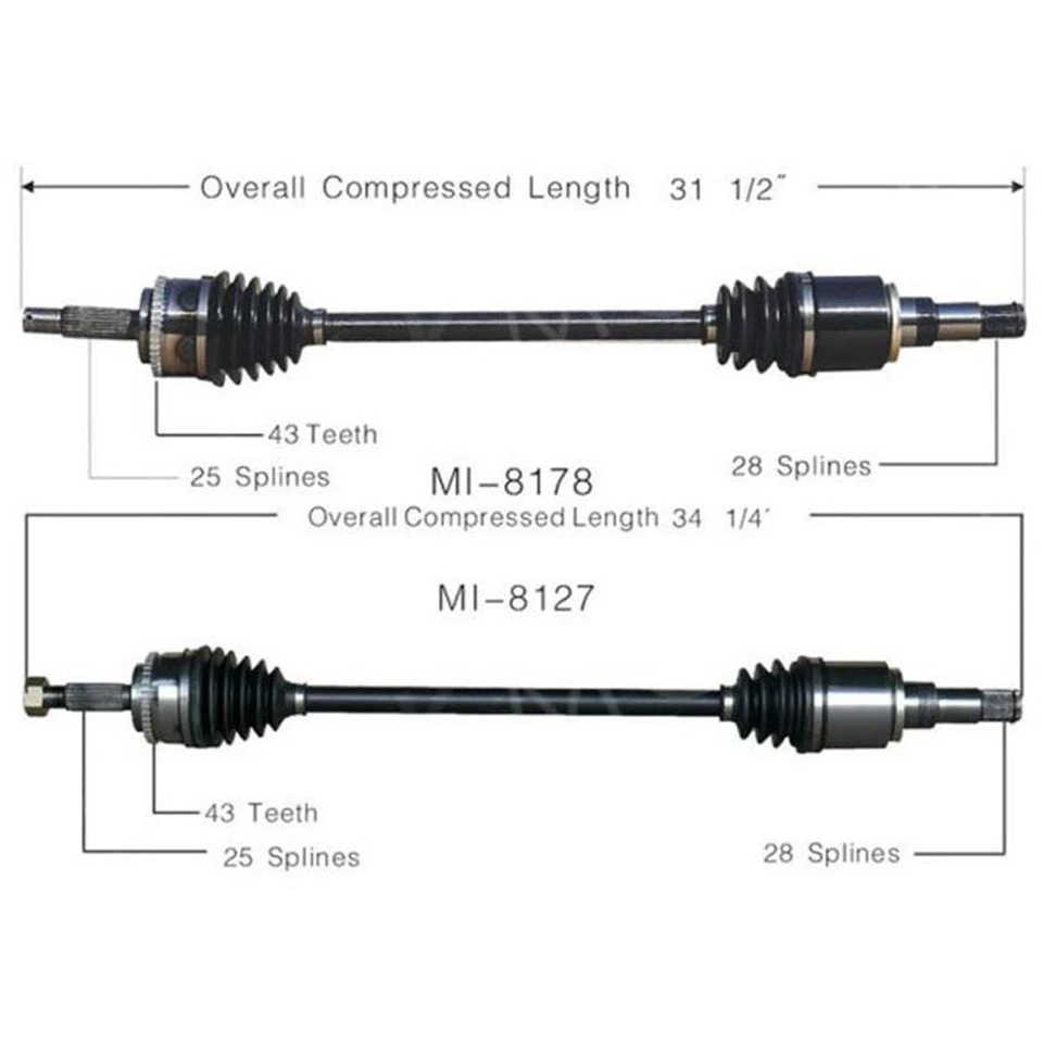 Par de ejes de articulación de eje trasero CV SurTrack para Mitsubishi Endeavor AWD 2004 2005 Foto 2 de 4