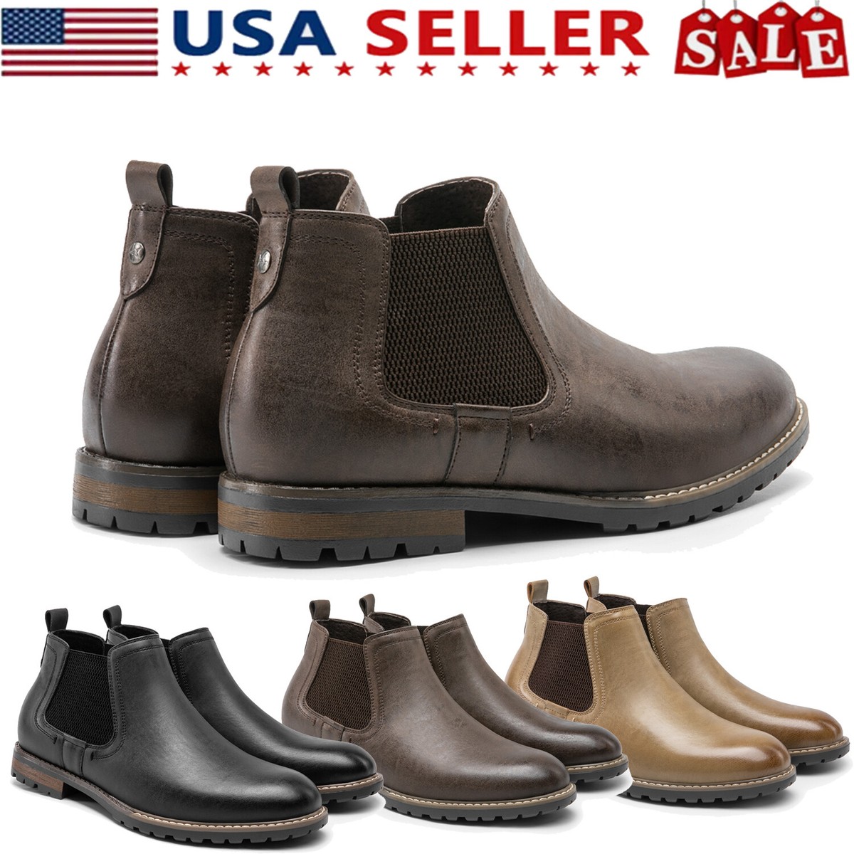 Bxxy Men\'s Brown Chelsea Boots Slip On Pre-owned Size 9/43 Men main image 4