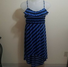 FREE SHIPPING Extra Touch - Blue Black Striped Hi-Lo Dress Size 2x/3x - 22/24