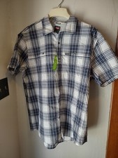 Wrangler Button Up Shirt Mens XL Blue Plaid Short Sleeve Regular Fit NWT