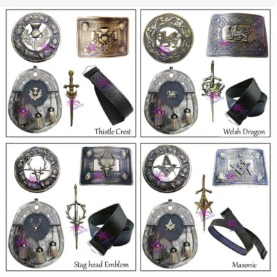 Kilt Outfit Full Dress Kilt Sporran Kilt Gürtelschnalle Brosche Anstecknadel versch. Design
