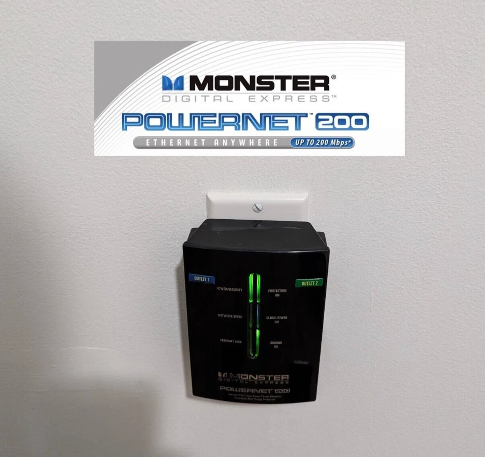 Monster Digital Express Powernet 200 DX PLN200 red de toma de corriente limpia paquete de 2 Foto 4 de 4