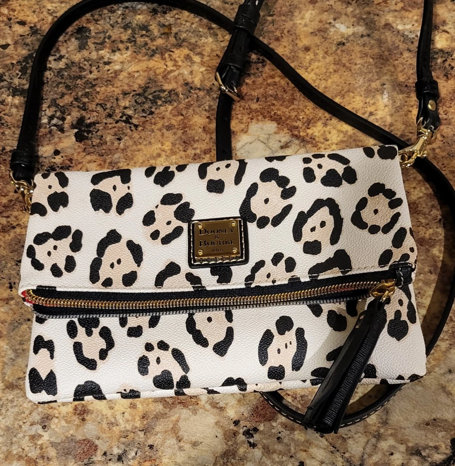 Cartera Bandolera Dooney and Bourke Leopardo Plegable Cremallera