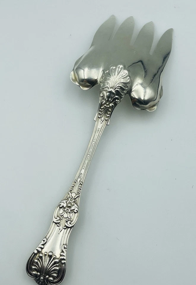 Tenedor para servir pescado rey inglés antiguo de plata esterlina Tiffany & Co 9 3/8 Foto 4 de 4