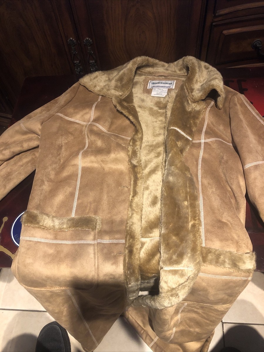 Fitz Wright Faux Suede Jacket Coat Fur Lined VTG Xl Bin82 | eBay