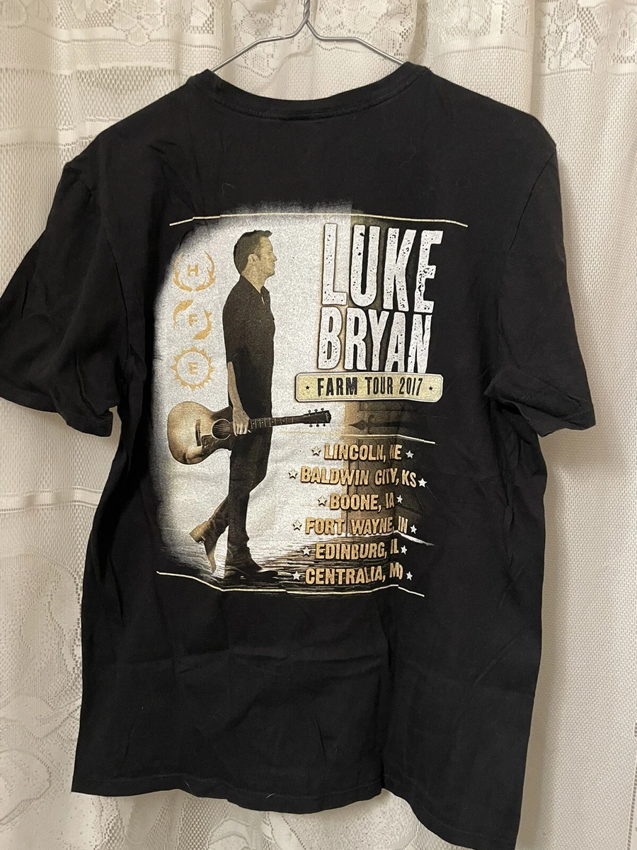 Luke Bryan Farm Tour 2017 Dual Side Black T-Shirt Mens Med 