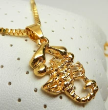 Gold Tone Scorpion Scorpio Zodiac Water Sign Pendant With 24" Chain Necklace