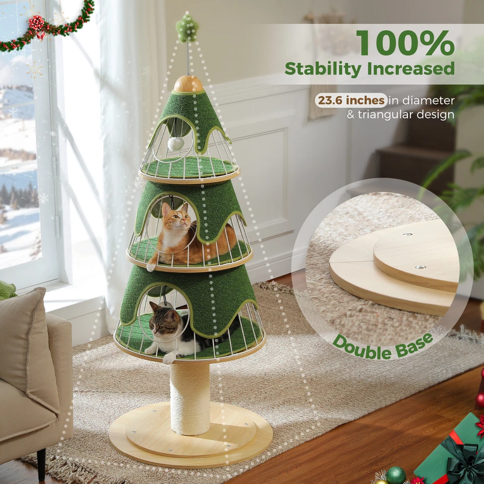 PAWZ Road Kratzbaum Weihnachten großer Katzenkratzbaum 14cm Sisalstämme 130 cm - Bild 4 von 4