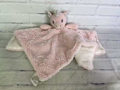 Trend Lab Pink White Shimmer Unicorn Security Blanket Lovey Plush Baby Girl Toy